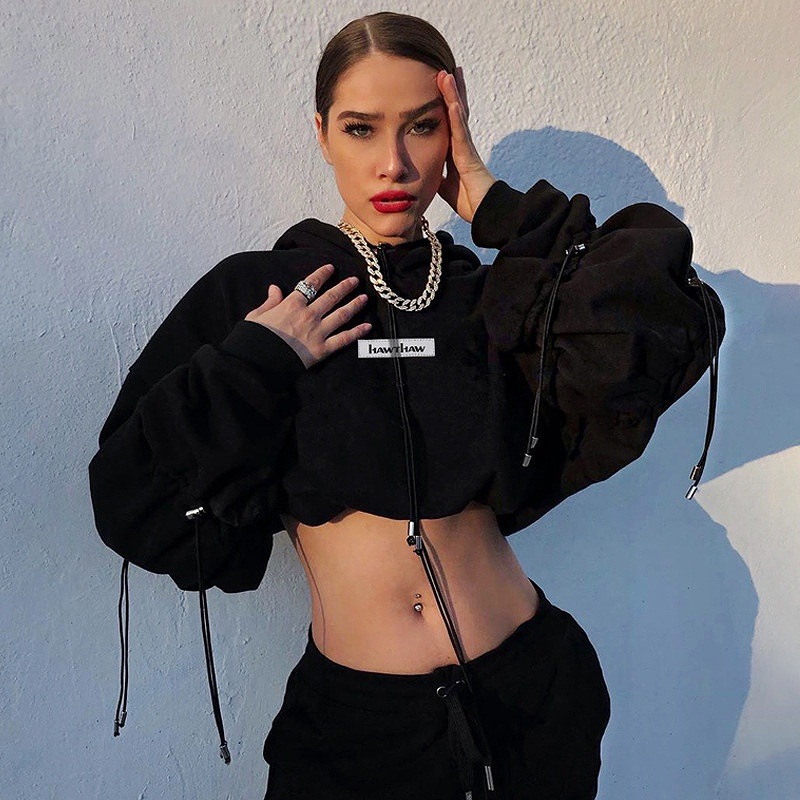 パーカー 大きめ ショート丈 レディース ヒップホップ hiphop ダンス衣装 へそ出し シンプル ゆったり 長袖 韓国ファッション かっこ