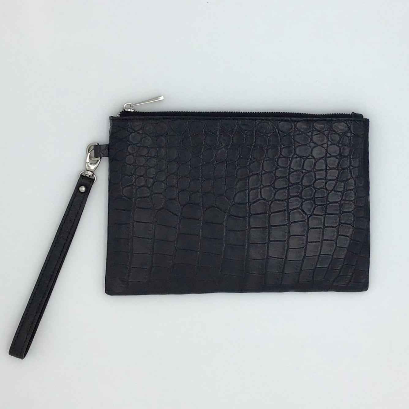 クロコダイル ストラップ付ポーチ ブラック | 小物