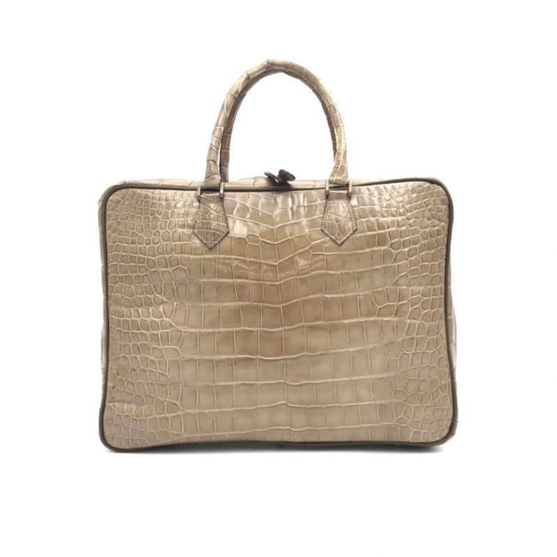 クロコダイル　ビジネスバッグ　ブリーフケース　ブラウン