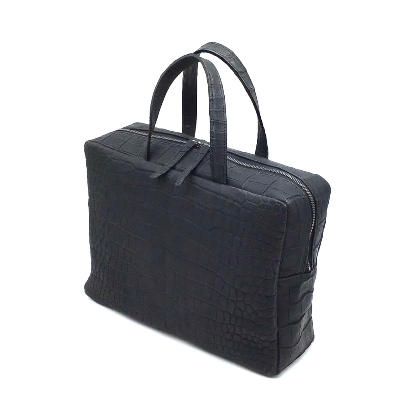 クロコダイル　ビジネスバッグ　ブリーフケース　マットブラック
