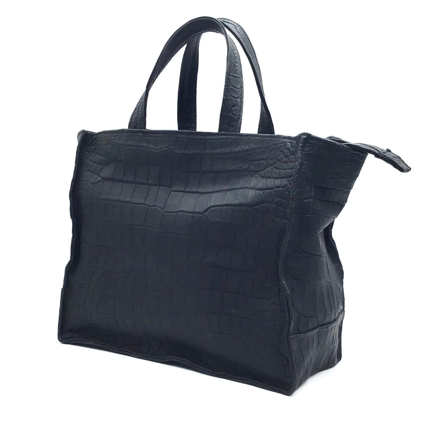 クロコダイル　トートバッグ　マットブラック