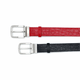 クロコダイル　メンズベルト　リバーシブルBlack/Red（バックル.シルバー）