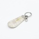 靴べらタイプキーホルダーA　ヒマラヤクロコダイル　本革　キーリング　ホワイト　シルバー　01
