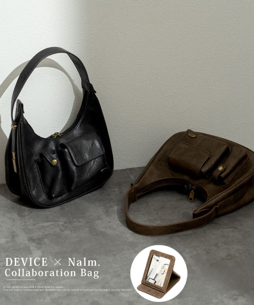 《35％OFFクーポン対象》【Nalm.コラボ】ハンドバッグ トートバッグ ショルダーバッグ ワンハンドル レディース レディースバッグ 小さめ シンプル 通勤 大容量 ミラー付き 大人可愛い ヴィンテージ風 おしゃれ 2way ミニバッグ かわいい ハーフムーン 旅行 肩掛け コラボ