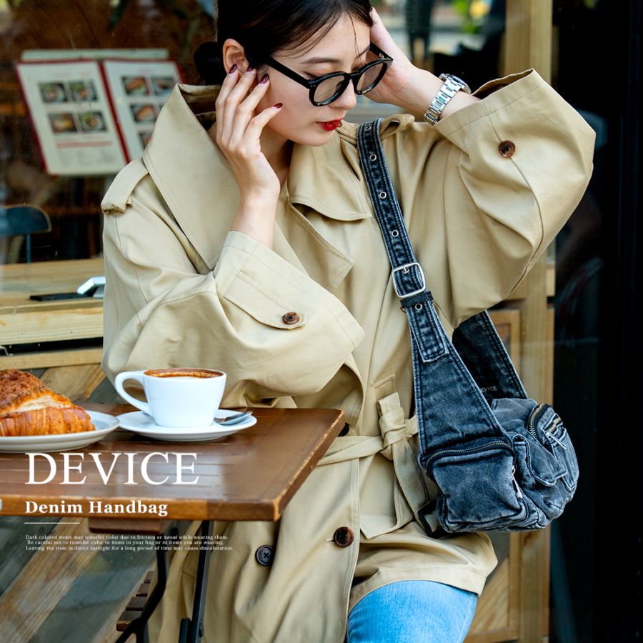 2025-2026AW新作【クーポンで43％OFF】DEVICE デニム ハンドバッグ ショルダーバッグ ボディバッグ ハンドバッグ デニム レディース メンズ ユニセックス ウォッシュ加工 軽量 小さめ おしゃれ かわいい 人気 通勤 通学 旅行 お出かけ カジュアル 2way