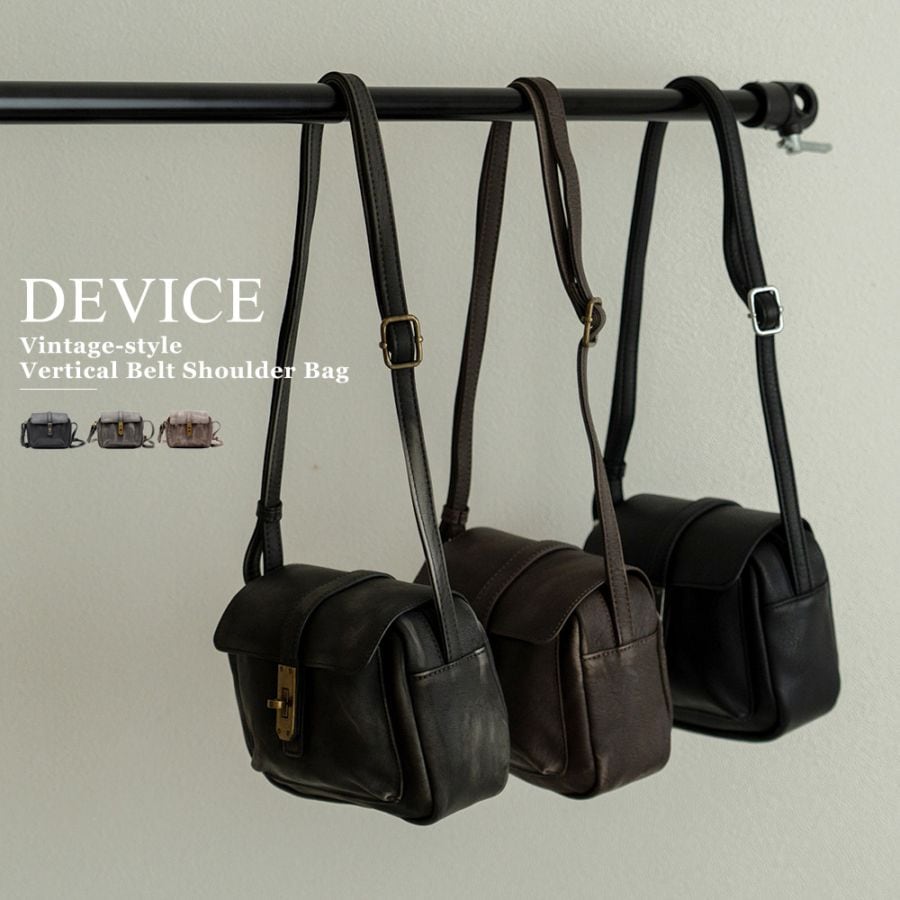 《35％OFFクーポン対象》DEVICE ショルダーバッグ フェイクレザー ヴィンテージデザイン 大人カジュアル 小さめ 軽量 ミニショルダー 斜めがけ ポシェット メンズ レディース ユニセックス おしゃれ かわいい 人気 通勤 通学 旅行 お出かけ