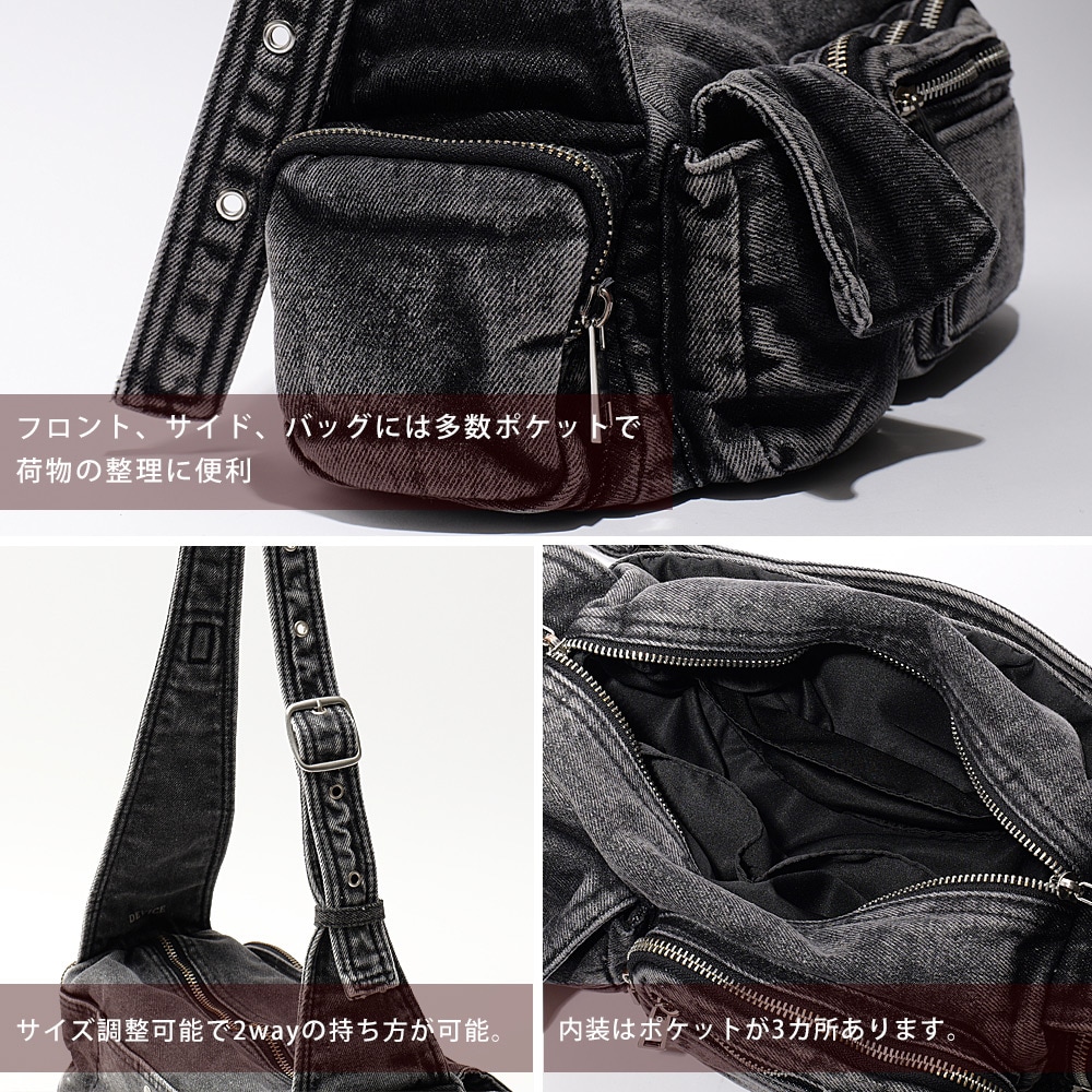 2025-2026AW新作【クーポンで43％OFF】DEVICE デニム ハンドバッグ ショルダーバッグ ボディバッグ ハンドバッグ デニム レディース メンズ ユニセックス ウォッシュ加工 軽量 小さめ おしゃれ かわいい 人気 通勤 通学 旅行 お出かけ カジュアル 2way