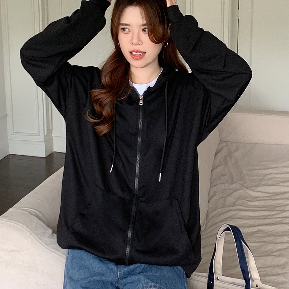 パーカー レディース ボリュームスリーブ トレーナー 韓国ファッション 大きいサイズ トップス ビッグパーカー 春 秋 冬 おしゃれ オルチャンファッション ジップアップ アウター ジップアップパーカー 長袖 薄手