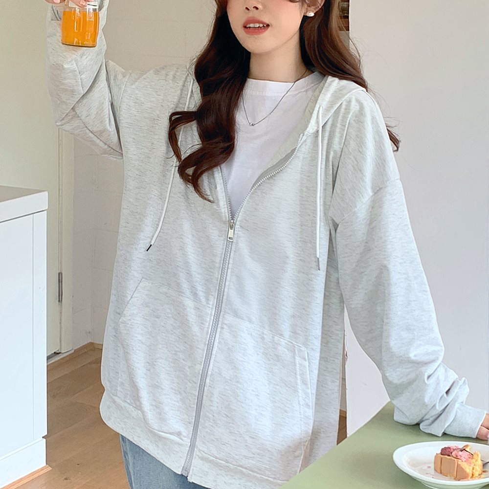 パーカー レディース ボリュームスリーブ トレーナー 韓国ファッション 大きいサイズ トップス ビッグパーカー 春 秋 冬 おしゃれ オルチャンファッション ジップアップ アウター ジップアップパーカー 長袖 薄手