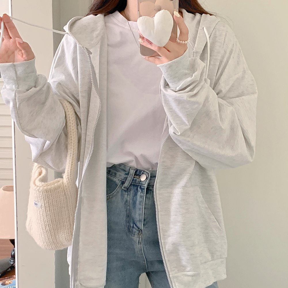 パーカー レディース ボリュームスリーブ トレーナー 韓国ファッション 大きいサイズ トップス ビッグパーカー 春 秋 冬 おしゃれ オルチャンファッション ジップアップ アウター ジップアップパーカー 長袖 薄手