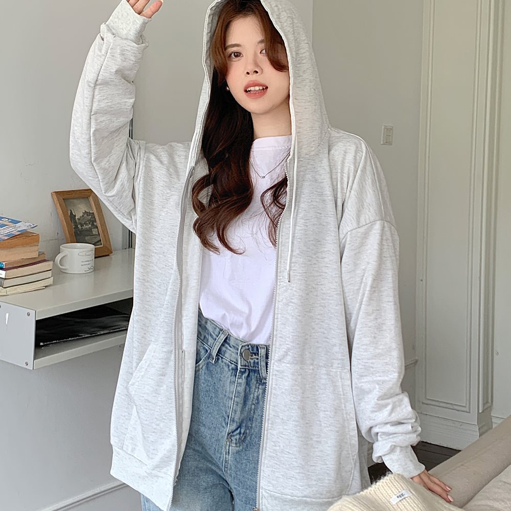 パーカー レディース ボリュームスリーブ トレーナー 韓国ファッション 大きいサイズ トップス ビッグパーカー 春 秋 冬 おしゃれ オルチャンファッション ジップアップ アウター ジップアップパーカー 長袖 薄手