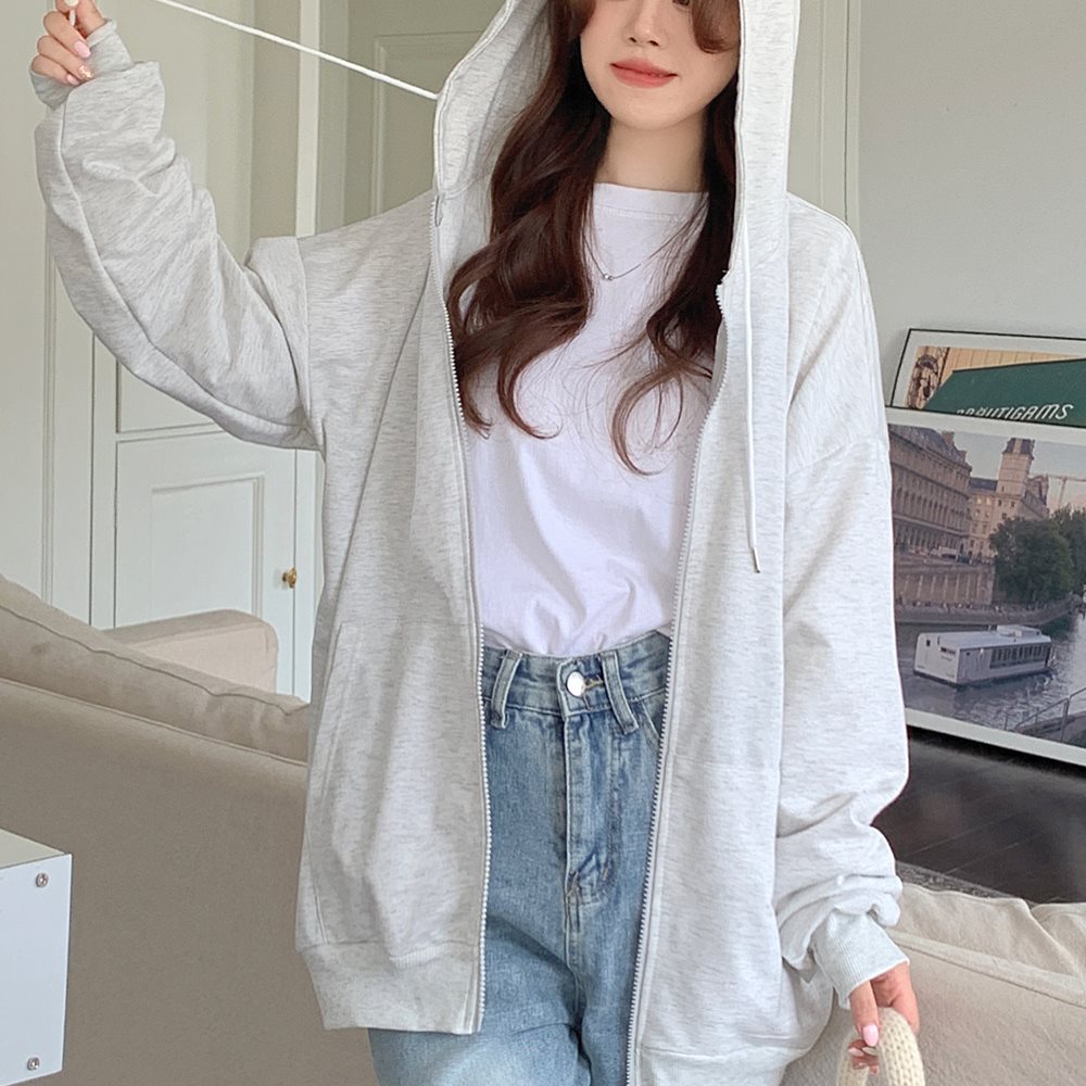 パーカー レディース ボリュームスリーブ トレーナー 韓国ファッション 大きいサイズ トップス ビッグパーカー 春 秋 冬 おしゃれ オルチャンファッション ジップアップ アウター ジップアップパーカー 長袖 薄手