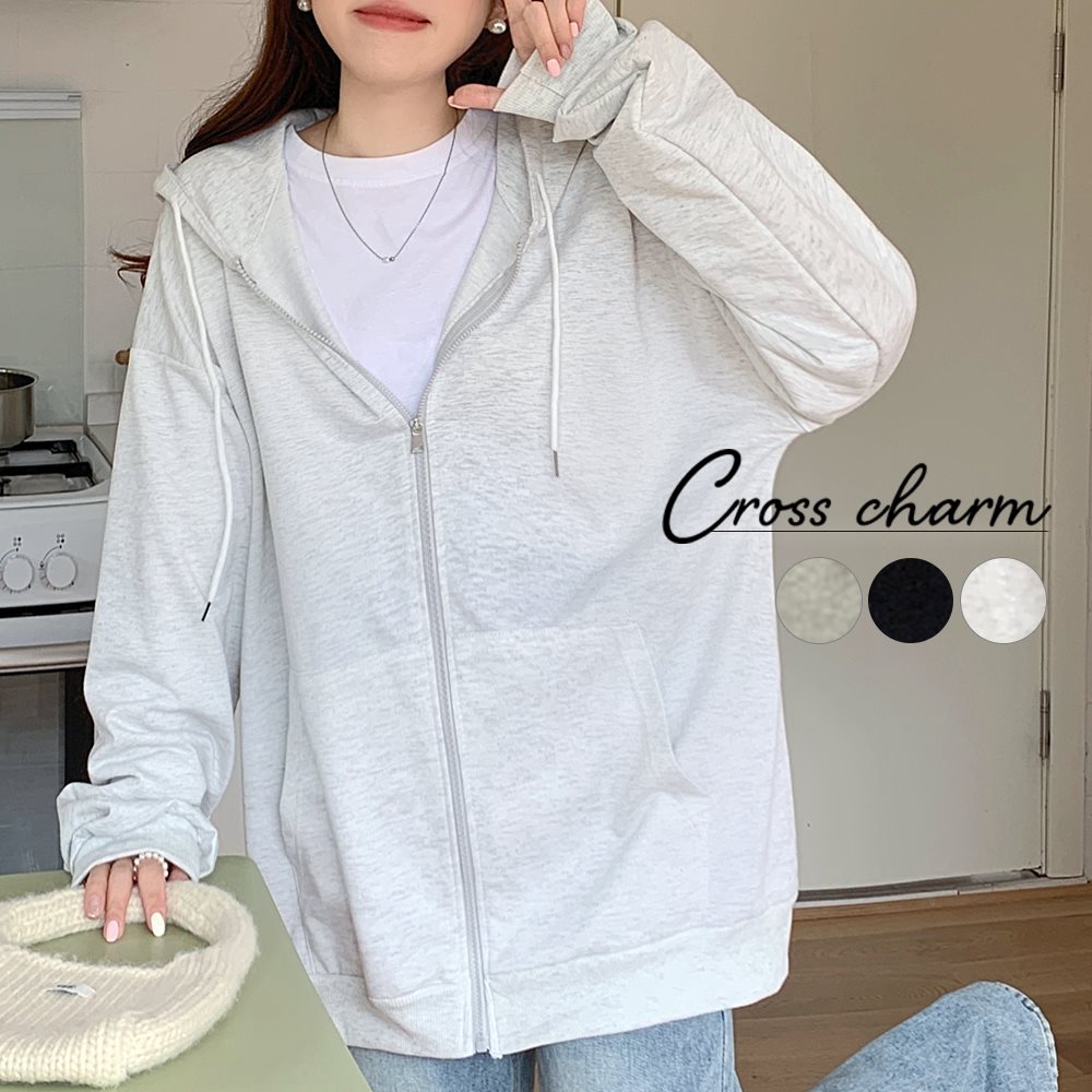 パーカー レディース ボリュームスリーブ トレーナー 韓国ファッション 大きいサイズ トップス ビッグパーカー 春 秋 冬 おしゃれ オルチャンファッション ジップアップ アウター ジップアップパーカー 長袖 薄手