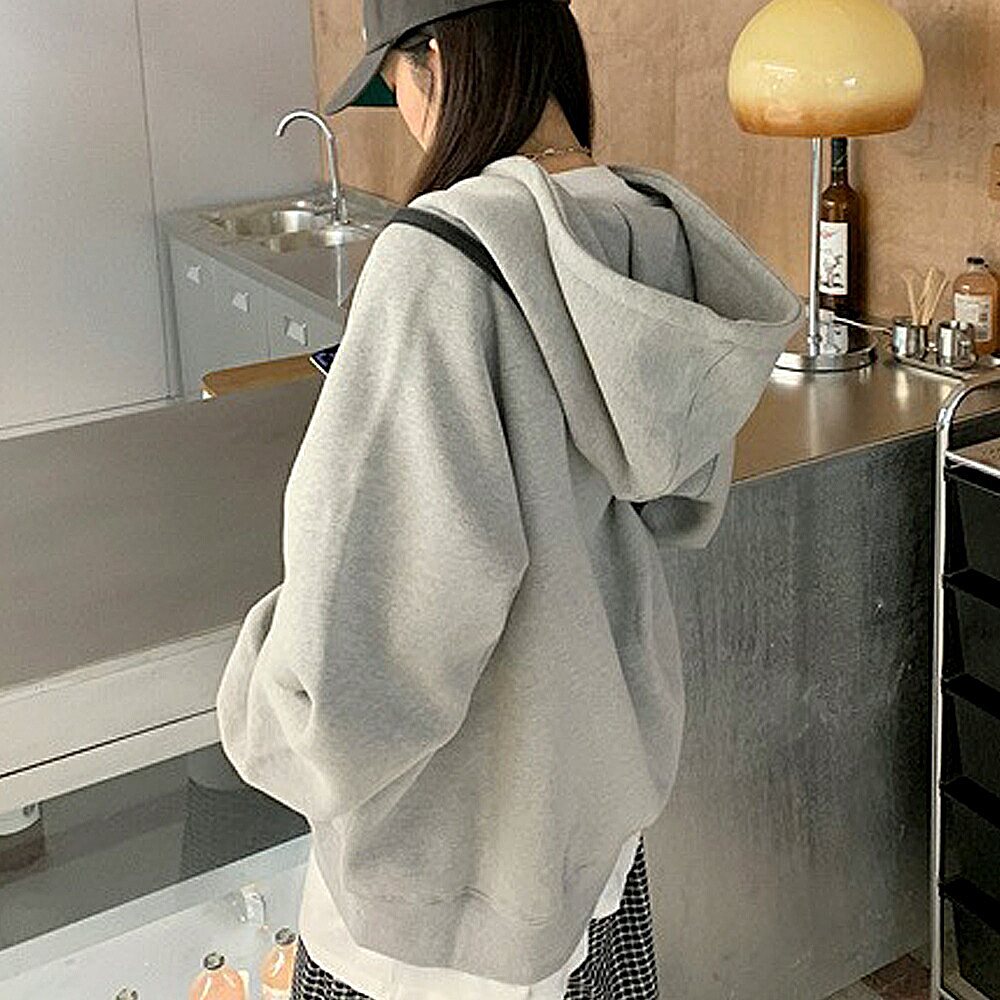 パーカー レディース ボリュームスリーブ トレーナー 韓国ファッション 大きいサイズ トップス ビッグパーカー 春 秋 冬 おしゃれ オルチャンファッション ジップアップ アウター ジップアップパーカー 長袖 薄手