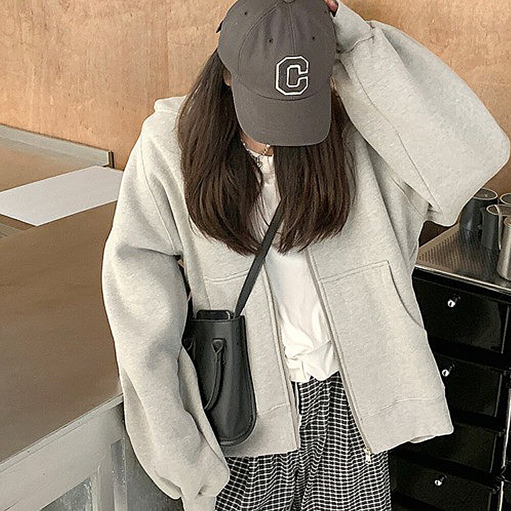 パーカー レディース ボリュームスリーブ トレーナー 韓国ファッション 大きいサイズ トップス ビッグパーカー 春 秋 冬 おしゃれ オルチャンファッション ジップアップ アウター ジップアップパーカー 長袖 薄手