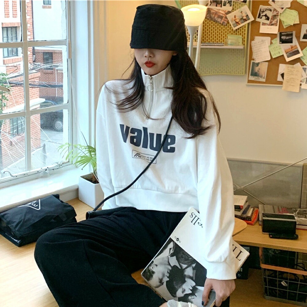 プリントロゴ フードトレーナー オーバーサイズ 韓国 ストリート Cross charm official store | スウェット ロゴ レディース