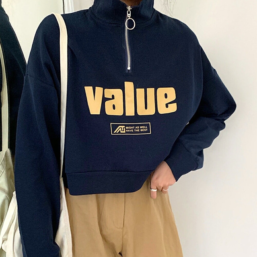 ラウンド ロゴ トレーナー オーバーサイズ 韓国 ストリート Cross charm official store | トレーナー 長袖 オーバーサイズ