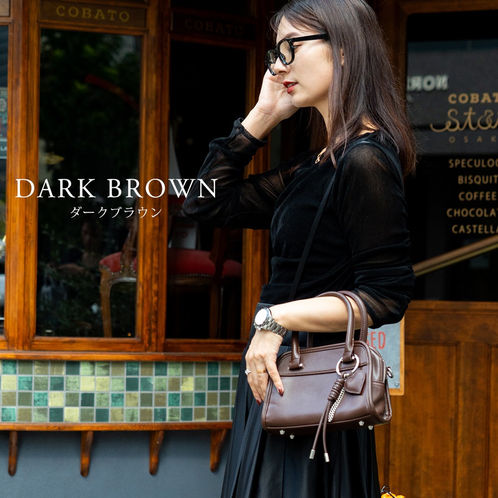 2025-2026AW新作【クーポンで30％OFF】DEVICE 3連チャーム付き ヴィンテージライク ミニボストン ハンドバッグ 2way フェイクレザー レディース 小さめ 軽量 おしゃれ かわいい 人気 通勤 通学 旅行 お出かけ 3連チャーム付き トートバッグ 2wayバッグ ブランド