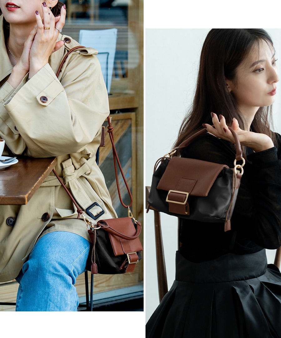 2025-2026AW新作【予約特典クーポン利用で50％OFF】REAIMER 2way ショルダーバッグ ミニショルダーバッグ 2WAY バッグ ナイロンバッグ ハンドバッグ ポーチ レディース レディースバッグ おしゃれ 小さめ 可愛い 大人 オケージョン 女子会 ブランド 斜めがけ 2wayバッグ ポーチ ミニバッグ【REAIMER/リエメ】