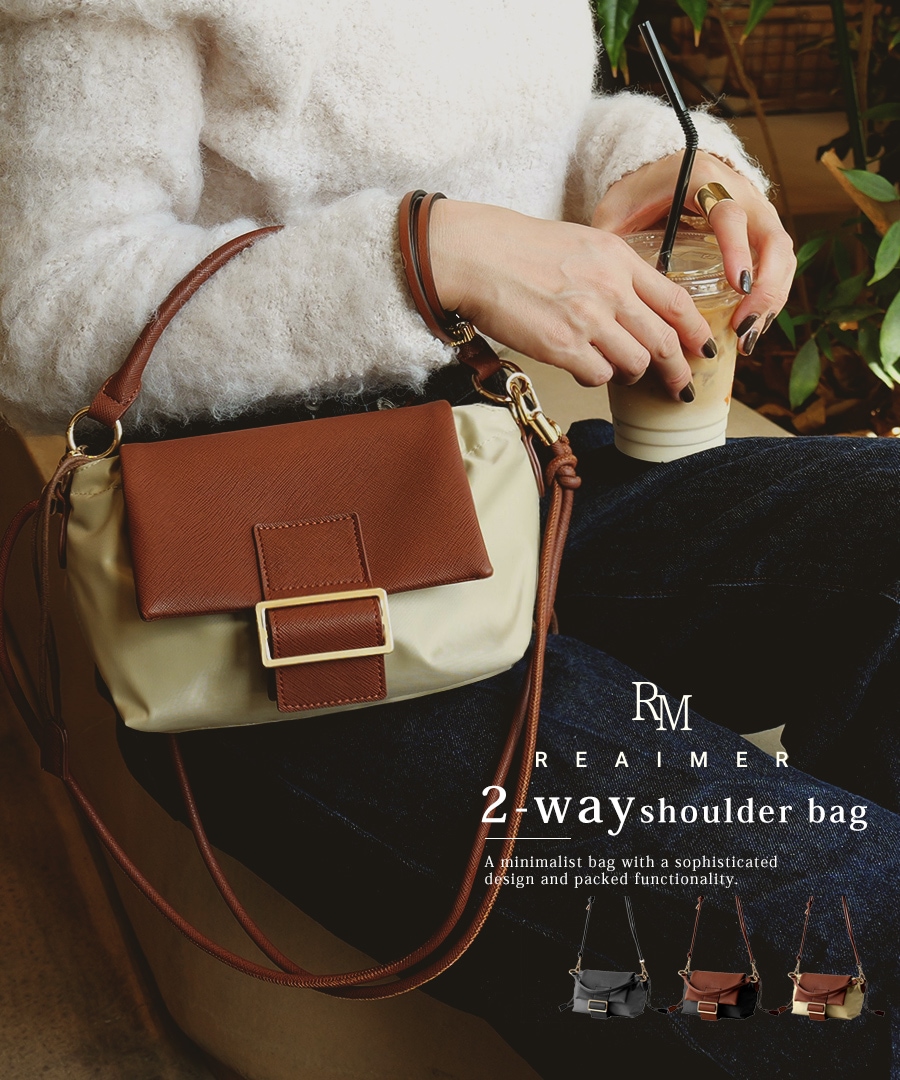 2025-2026AW新作【予約特典クーポン利用で50％OFF】REAIMER 2way ショルダーバッグ ミニショルダーバッグ 2WAY バッグ ナイロンバッグ ハンドバッグ ポーチ レディース レディースバッグ おしゃれ 小さめ 可愛い 大人 オケージョン 女子会 ブランド 斜めがけ 2wayバッグ ポーチ ミニバッグ【REAIMER/リエメ】