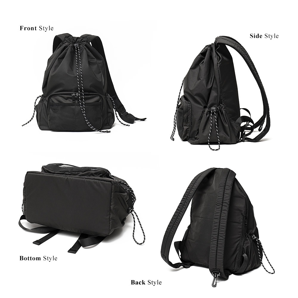 mika×DEVICE ナイロン バックパック  リュック リュックサック 通学 通勤 レディース 女子 大容量 おしゃれ オシャレ a4 軽い かわいい きれいめ 軽量 ナイロン ママ 無地 大人 マザーズバッグ ママリュック 大人 ブランド 旅行 黒 韓国 高校生 10代 20代 30代 40代 50代 巾着 ドロスト