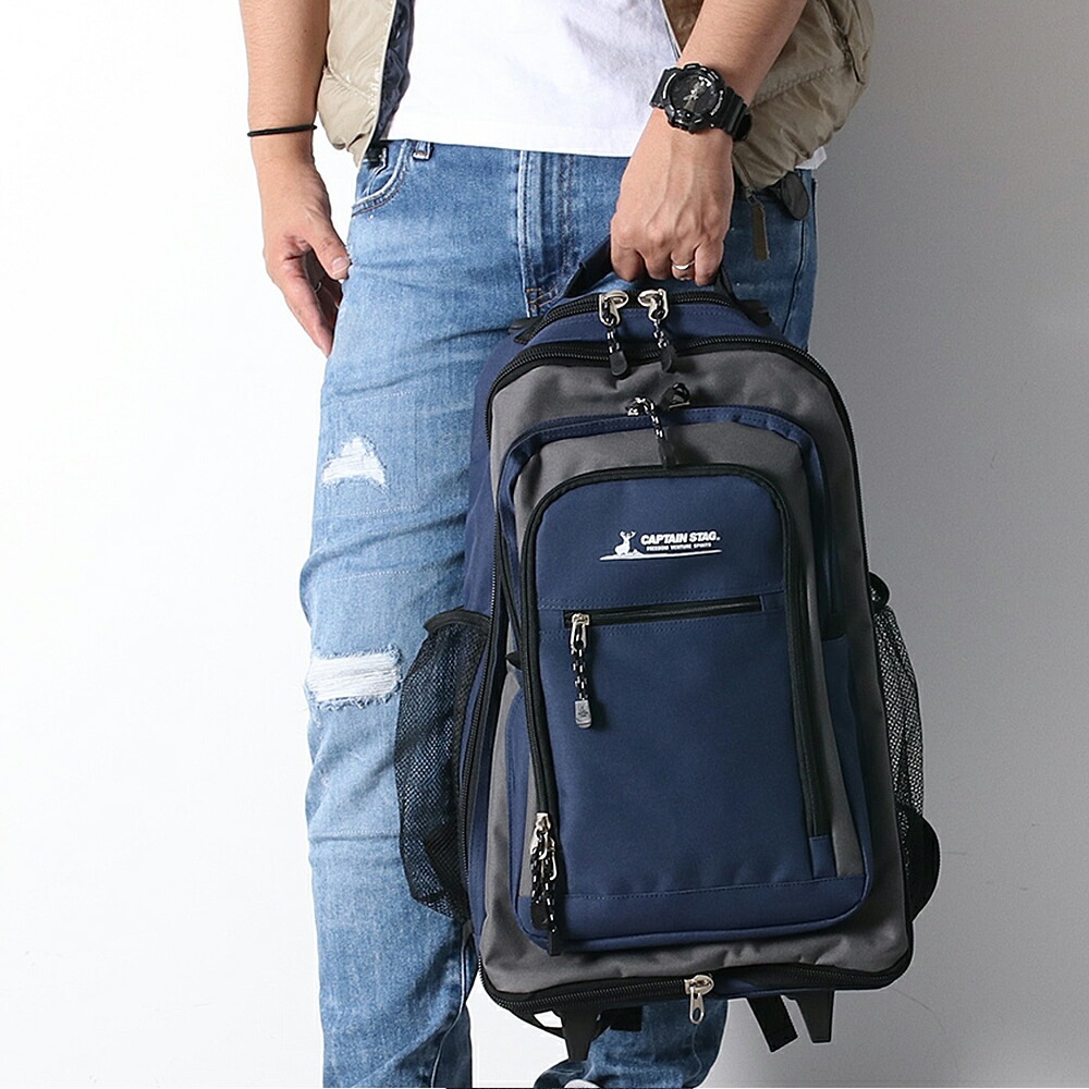 2WAYバッグ 旅行 ビジネスバッグ 出張 大容量 キャリーバッグ マチ拡張 2輪キャスター 防災リュック 避難リュック キャリー付き キャプテンスタッグ captain stag 男女兼用 軽量 メンズ レディース アウトドア リュックキャリー バックパック