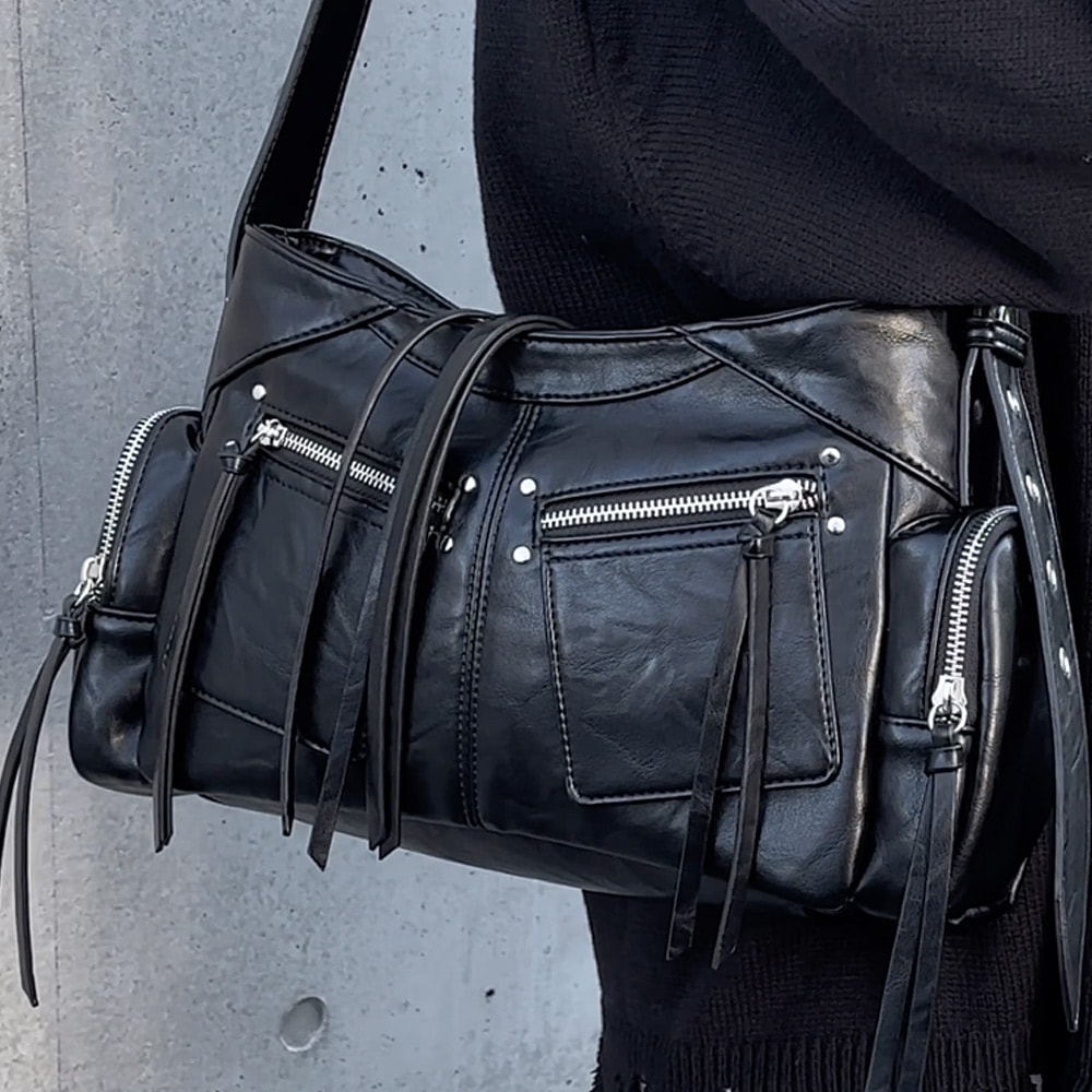 Renameシルバーマルチファスナーデザイン ショルダーバッグ ショルダーバッグ バッグ ワンショルダー レディース メンズ 2way 通勤  肩掛け 斜めがけバッグ 大人 通学 大容量 大きめ 通勤トート ポケット多い トレンドバッグ メッセンジャーバッグ マルチジップバッグ Y2Kバッグ