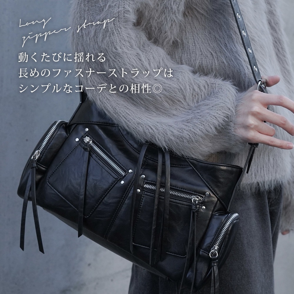 Renameシルバーマルチファスナーデザイン ショルダーバッグ ショルダーバッグ バッグ ワンショルダー レディース メンズ 2way 通勤  肩掛け 斜めがけバッグ 大人 通学 大容量 大きめ 通勤トート ポケット多い トレンドバッグ メッセンジャーバッグ マルチジップバッグ Y2Kバッグ