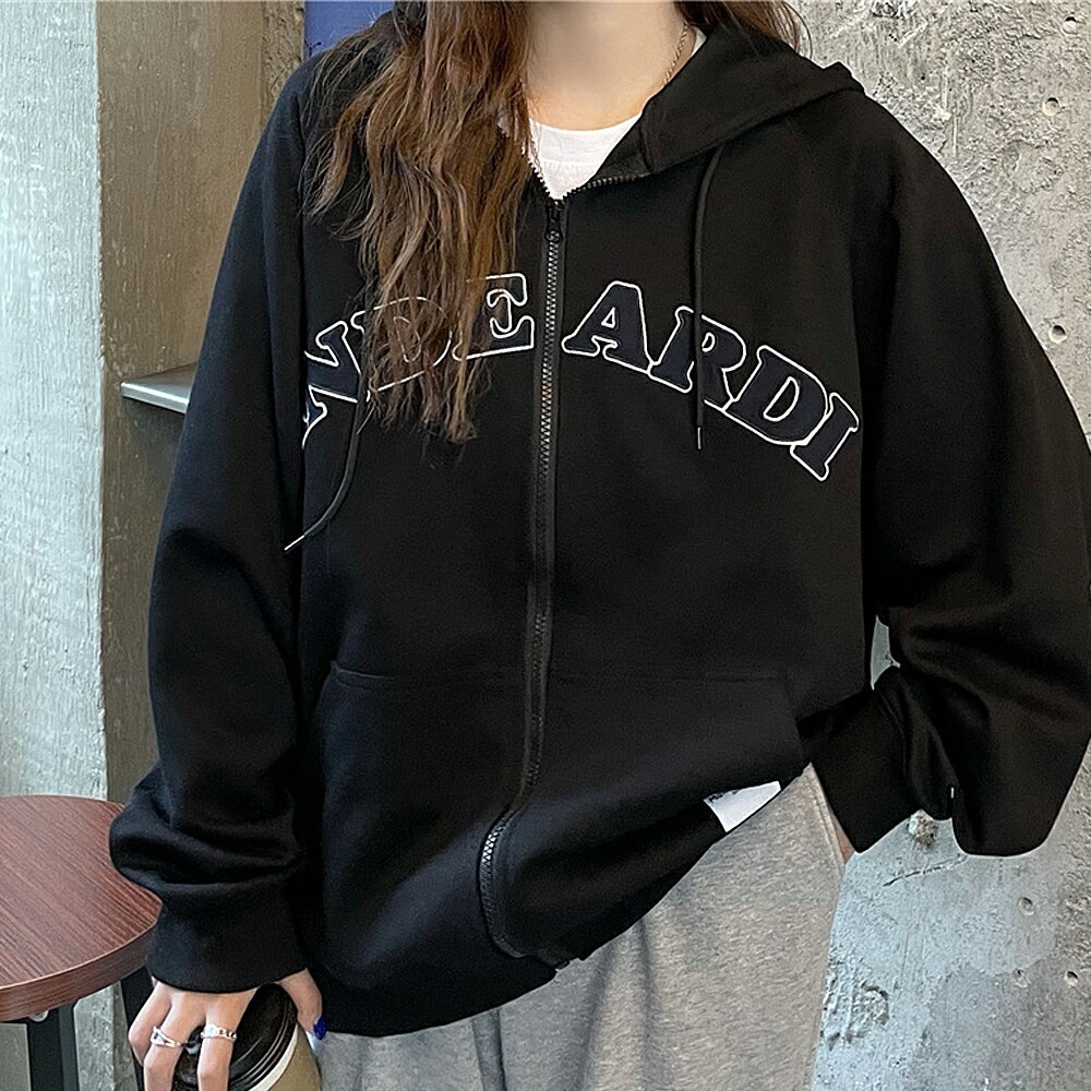 トレンド カジュアル パーカー ロゴ オーバーサイズ 10462 Cross charm official store | パーカー ロゴ レディース