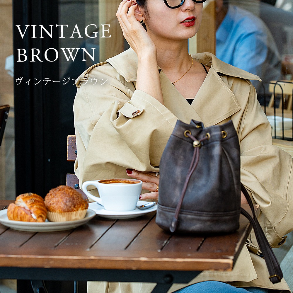 DEVICE ヴィンテージデザイン 巾着 ショルダーバッグ 巾着バッグ フェイクレザー バケットバッグ 大人カジュアル 小さめ 軽量 ミニショルダー 斜めがけ ポシェット メンズ レディース ユニセックス おしゃれ かわいい 人気 通勤 通学 旅行 ブランド トレンドバッグ ヴィンテージ加工 レザー調