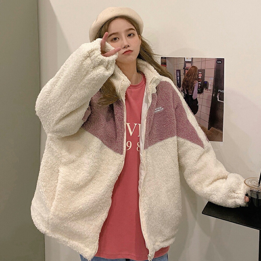 オーバーサイズ レザー ボア付 アウター 韓国 トレンド 可愛い Cross charm official store | ボア ブルゾン レディース メンズ