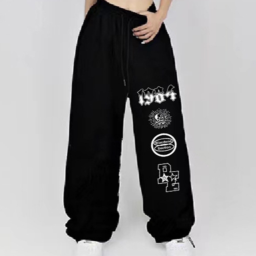 グラフィック ロゴ スカル ストリートデザイン ルーズ スウェット パンツ