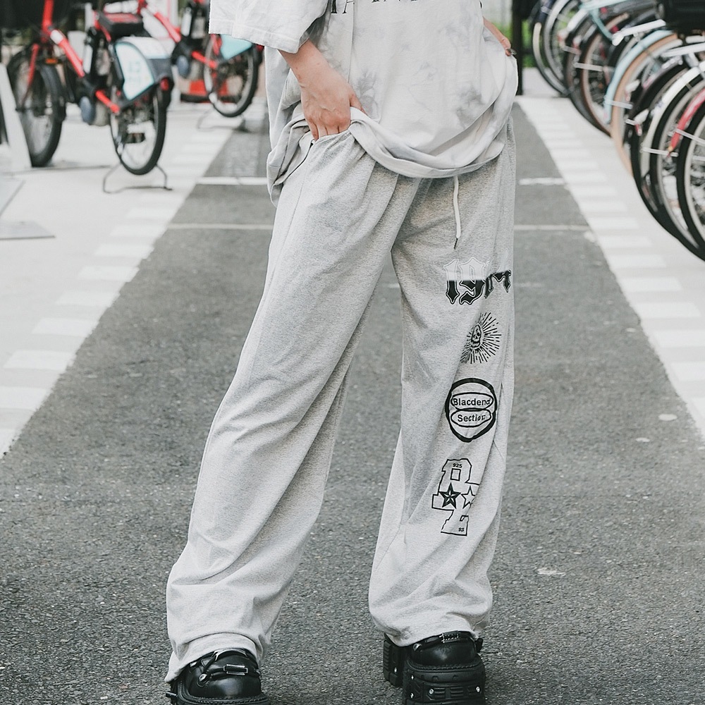 グラフィック ロゴ スカル ストリートデザイン ルーズ スウェット パンツ