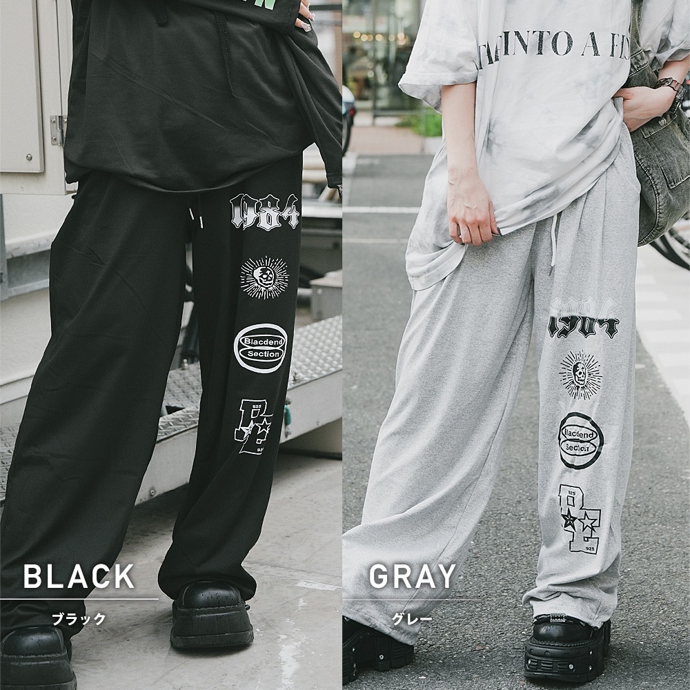 グラフィック ロゴ スカル ストリートデザイン ルーズ スウェット パンツ