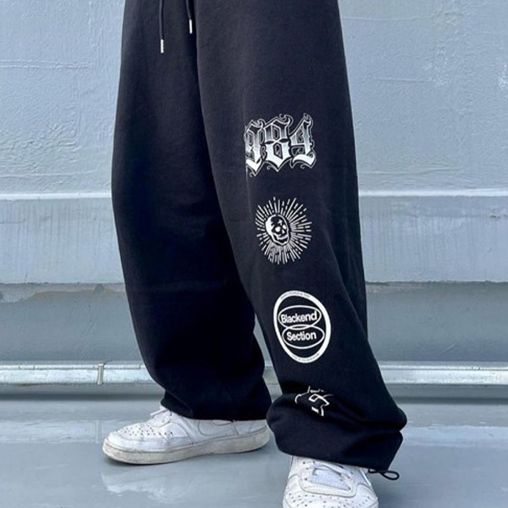 グラフィック ロゴ スカル ストリートデザイン ルーズ スウェット パンツ