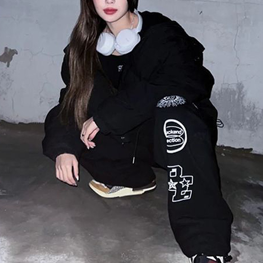 グラフィック ロゴ スカル ストリートデザイン ルーズ スウェット パンツ