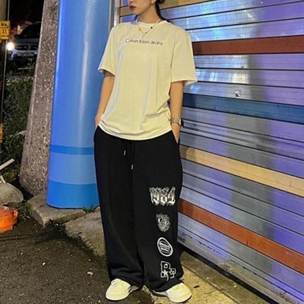 グラフィック ロゴ スカル ストリートデザイン ルーズ スウェット パンツ