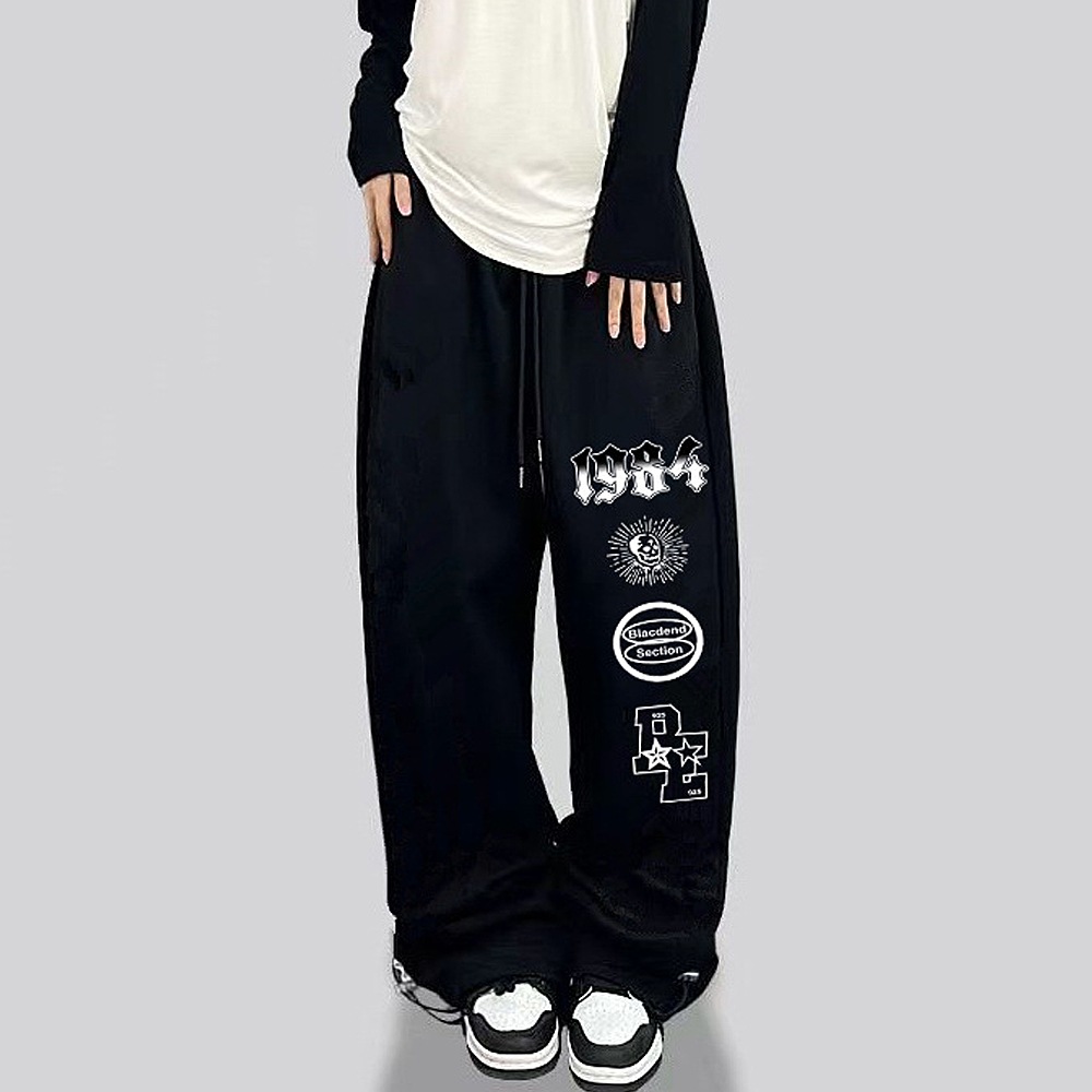 グラフィック ロゴ スカル ストリートデザイン ルーズ スウェット パンツ
