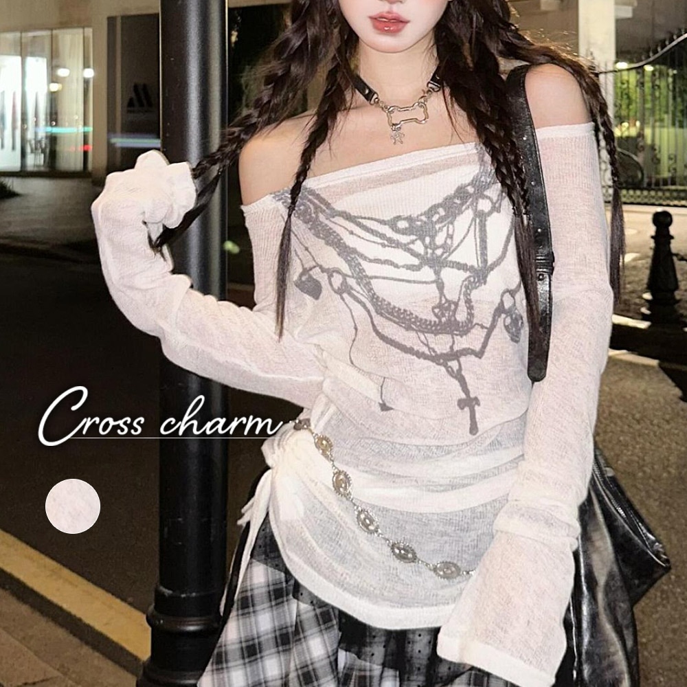 Cross charm official store | シアー レイヤードネックレス プリント