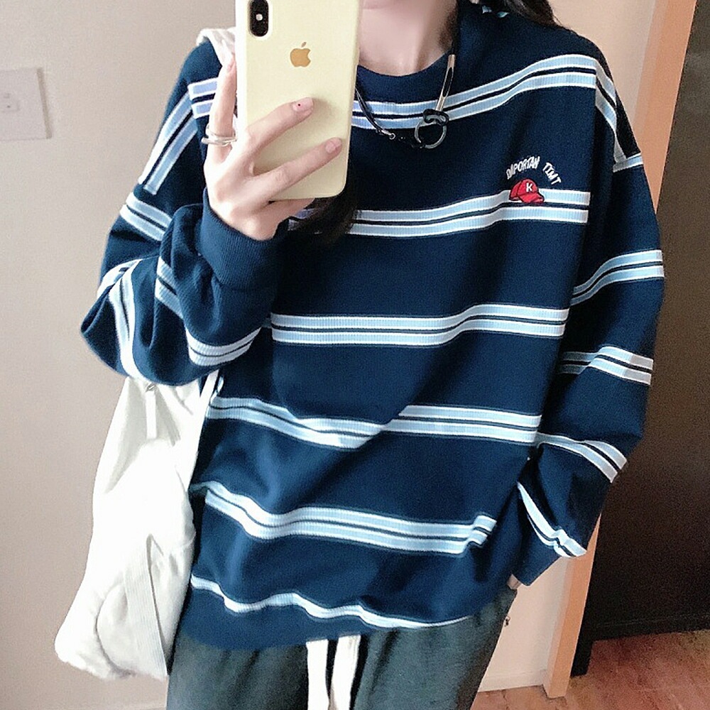 トレーナー 長袖 ボーダー オーバーサイズ ストリート スウェット メンズ レディース ユニセックス トップス 大人 おしゃれ 韓国 ファッション スエット プルオーバー 大きいサイズ 韓国ファッション