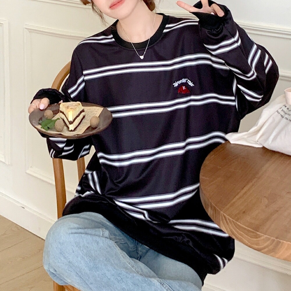 Cross charm official store | トレーナー 長袖 ボーダー オーバー