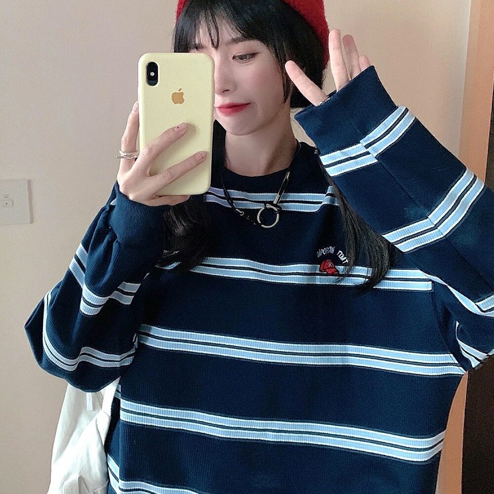 トレーナー 長袖 ボーダー オーバーサイズ ストリート スウェット メンズ レディース ユニセックス トップス 大人 おしゃれ 韓国 ファッション スエット プルオーバー 大きいサイズ 韓国ファッション