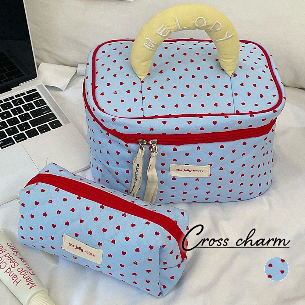 ハート キルティング マルチ メイクポーチ