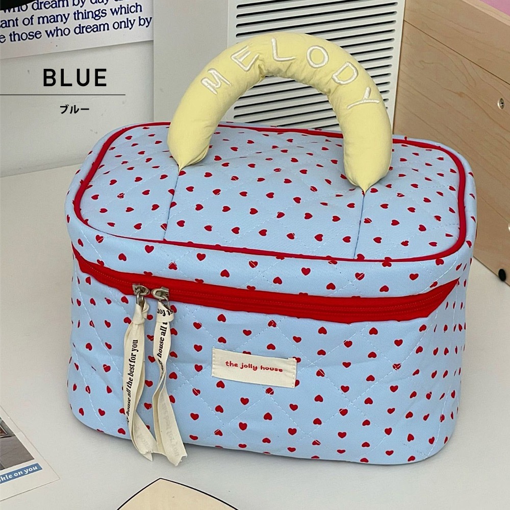 ハート キルティング マルチ メイクポーチ