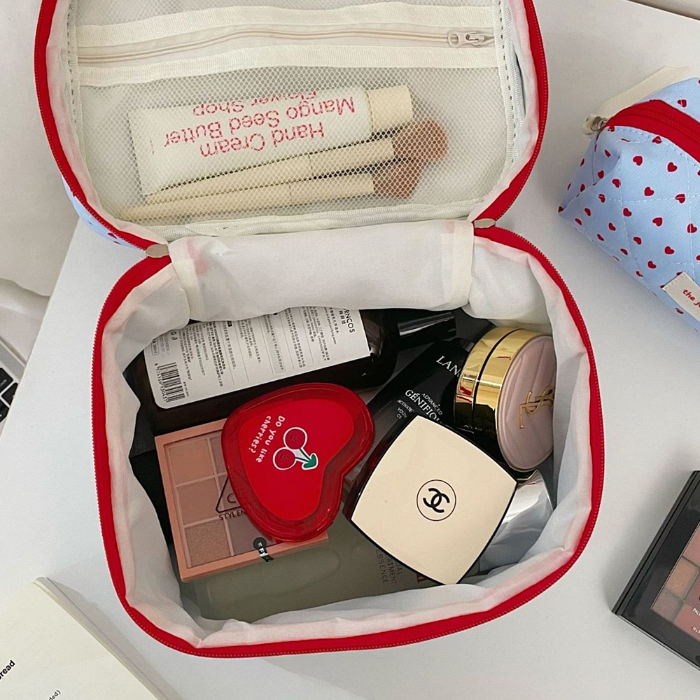 ハート キルティング マルチ メイクポーチ