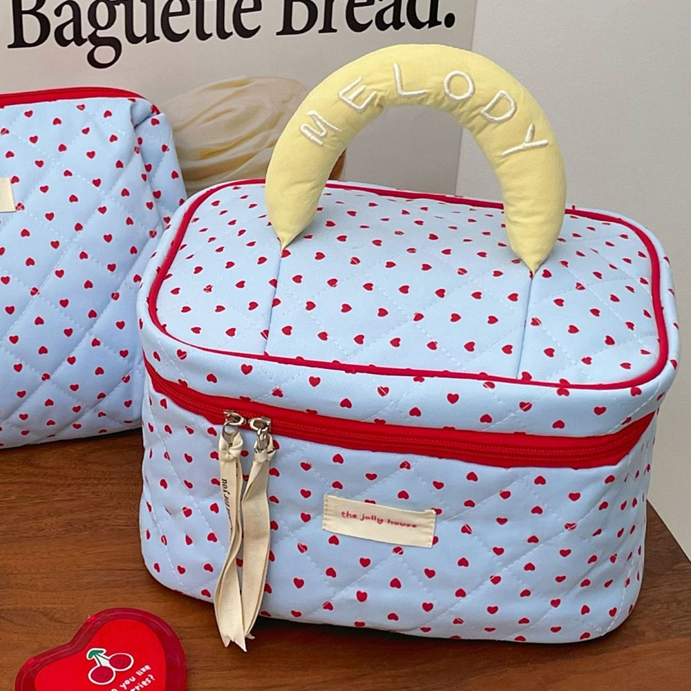 ハート キルティング マルチ メイクポーチ