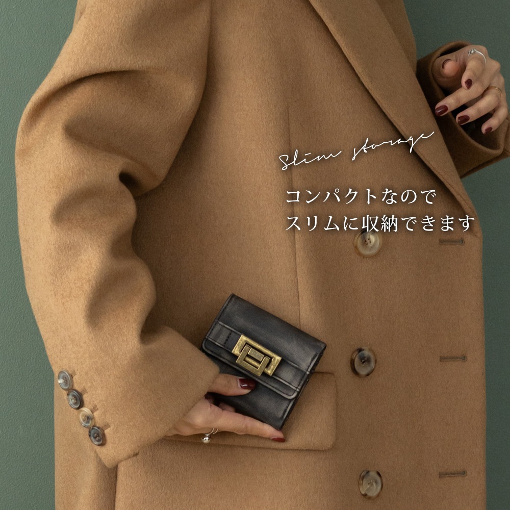 【35％OFFクーポン】DEVICE ヴィンテージデザイン 三つ折り財布 