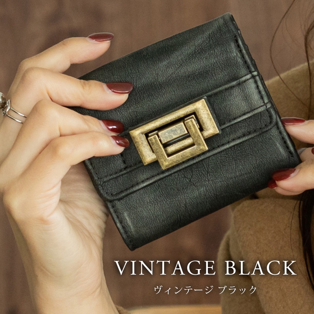 【35％OFFクーポン】DEVICE ヴィンテージデザイン 三つ折り財布 