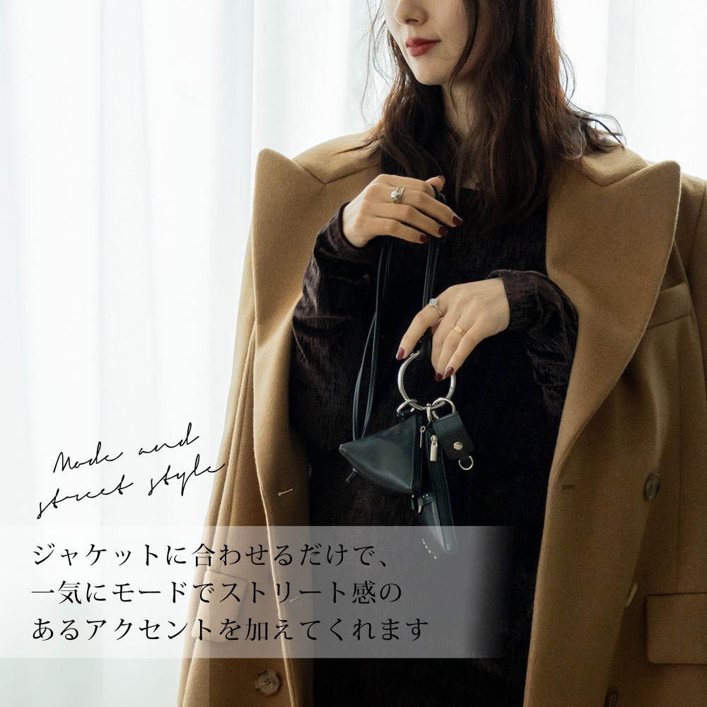 【クーポン利用で30％OFF】DEVICE 3パーツ スタッズカスタムポーチ ストラップ リップケース付き ショルダーストラップ ネックストラップ マルチポーチ リップポーチ 三角形 スタッズ 鋲 セット ミニマル 手ぶら キャッシュレス コンパクト モノトーン スタイリッシュ