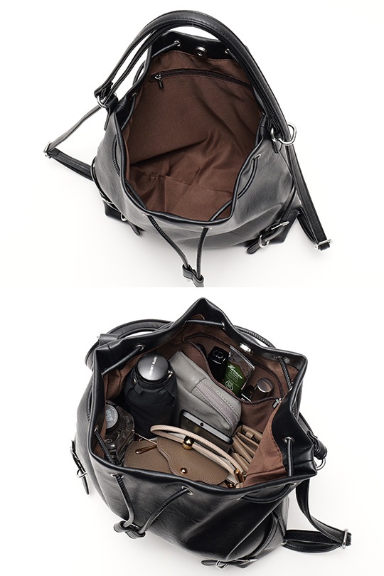 【2/2正午販売～】★先行受注特典50％OFF★3way ドローストリングバッグ 巾着 バッグ リュック ショルダーバッグ ハンドバッグ レディース 大人 レザー 調 大容量 2way 巾着バッグ バックパック 肩掛け 通勤 通学 お出かけ 旅行 おしゃれ かわいい きれいめ モード カジュアル ヴィンテージ風 チャーム付き